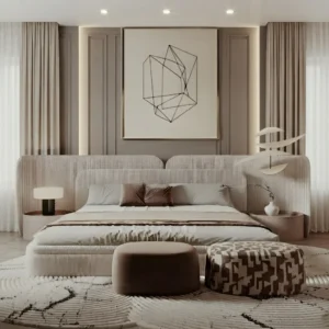 Aalora Vertical Textured High Headboard Bed