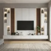 Aalure Fluted TV Wall Unit with LED Storage Shelves