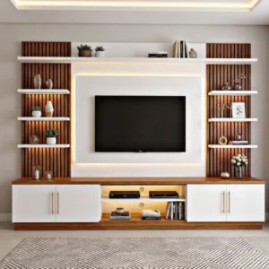 Aasmy Twin-Cabinet TV Wall Unit with Shelves