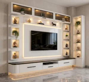 Aaziel White Gloss TV Entertainment Unit