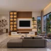 Aazora Glass Storage Fluted TV Wall Unit