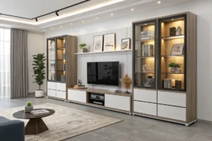 Alshy Tv Wall Unit with Dual Storage Tower